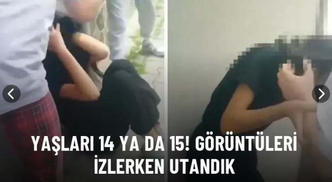 Akranlarını ortalarına alıp tekme tokat dövdüler