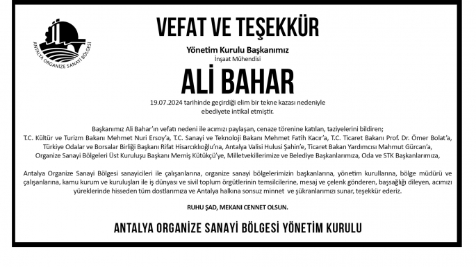 Ali Bahar Başsağlığı