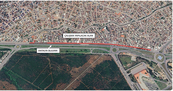 Antalya Bulvarı yan yolunda asfalt yenileme çalışması