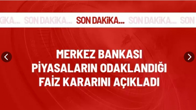 Merkez Bankası faizi yüzde 50'de sabit tuttu