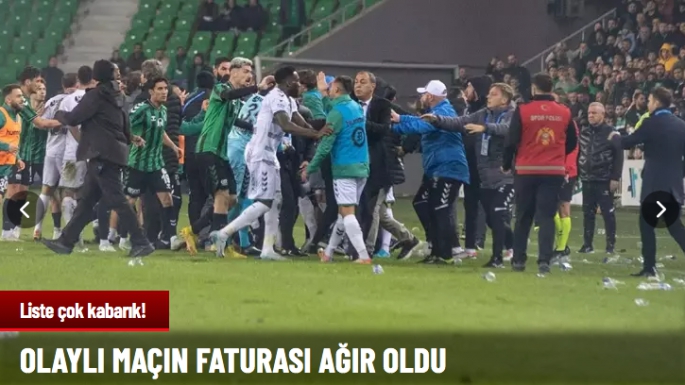 Olaylı maçın faturası ağır oldu