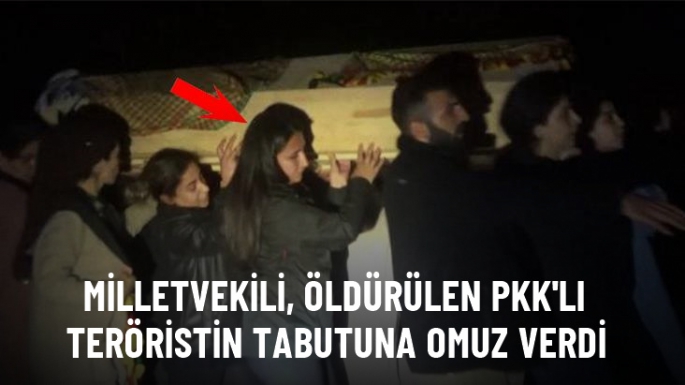 PKK'lı teröristin tabutunu taşıdı